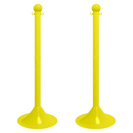 Mr. Chain Yellow Light Duty Stowable Stanchion, 2PK 93502-2
